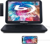 17.6“ Portable Blu Ray DVD Player with 15.4" HD Large Screen, HDMI Input/Output,