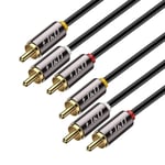 Câble Audio/vidéo 3 RCA,Stéréo Plaqué Or de 3 RCA Mâle à 3 RCA Mâle,Pour amplificateurs,chaînes stéréo,Système HiFi,CD,Parleur,Ampli,1.2 Meter