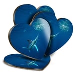 4x Heart MDF Coasters - Marlin Swordfish Sea Creature  #21848