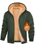 heekpek Sweat Homme Veste Chaude Sweat à Capuche en Laine Polaire Manteau Hiver Sherpa épais Zippé Sweat a Capuche Thermique à Manches Longues Travail décontracté Sport Blouson, Vert Armée, XXL