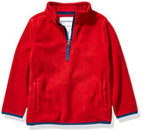 Amazon Essentials Veste Zippée 1/4 en Molleton Polaire Garçon, Rouge, 6-7 Ans