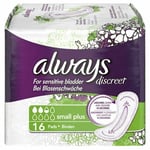 Always Discreet Sensitive Bladder Incontinence Pads Liners Small Plus Pack of 16