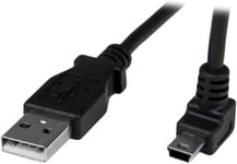 Câble Mini USB 1 m - A vers Mini B coudé 90° vers le haut - Câble USB Mini B Angle Coude vers le haut - Noir 1m (USBAMB1MU)