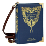 Cross Body Shoulder Handbag Well Read Book Dust Bag Moths Butterflies Navy Large