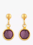 Susan Caplan Pre-Loved Amethyst Swarovski Crystal Drop Earrings, Gold