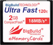 Carte Mémoire Ememorycards 2 Go Ultra Fast 18 Mo/S Compactflash Compatible Avec Canon 10D/20D/30D/40D/50D/1D/1Ds/5D/5Ds/7D Mark I/Ii/Iii/Iv, Nikon D, Olympus E, Alpha, Leica S Caméras