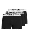 JACK & JONES Mens Sense Boxer Shorts - Black/Black/White - Medium