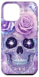 Coque pour iPhone 14 Plus Mignon rose violette et crâne avec étoiles crânes violets