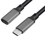 USB-C 3.2 Gen.2 forlængerkabel - 5A/100W - Grå - 0.20 m