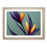 The Bird Of Paradise Flower Vol.5 H1022 WHT Framed Print for Living Room Bedroom Home Office Décor, Wall Art Picture Ready to Hang, Oak A3 Frame (46 x 34 cm)