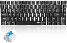 AK33 Clavier Mécanique de Jeu,80% Blue Switch Game Keyboard avec Blanc LED Rétroéclairé,82 Touches Anti-Ghosting Panneau en Métal USB-C Câblé QWERTY pour PC Mac et Ordinateur Portable-Noir