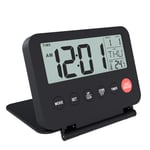 Small Digital Travel Alarm Clock Battery– Portable Alarm Clock for Travel– Black