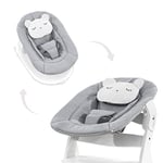 hauck Alpha Bouncer 2in1, Pastel Bear Light Grey - Baby Seat for Alpha+ Wooden Highchair with Bouncing Frame, 3-Point Hip Harness & Cushion, from Birth up to 9 kg