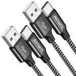 Câble USB C [3M,Lot de 2] 3A Cable USB C Charge Rapide Nylon Tressé Chargeur Type C pour Samsung Galaxy S22 S21 S20 S10 S9 S8 A12 A21 A51,Huawei P40 P30,Redmi Note 10 9 8,Oneplus - Noir