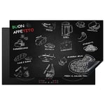 KitchenYeah© Protege Plaque Tapis Pour Induction 85x52 cm Deco Cuisine Protection Vitrocéramique Pour Cuisiniere Italien - Herbes - Épices - Ristorante - Pizza - Spaghetti - Buon Appetito