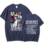 Taylor Swift The Eras Tour International Män Kvinnor Kort T-shirt Rund Krage Tryckt Navy S