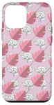 Coque pour iPhone 12 mini Magsafe Coque en silicone Motif feuilles de monstera Rose