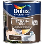 Ecran+ bois - Peinture satinée pour bois extérieur - Volets, portes, fenêtres, portails - Brun Normandie 0,5 l Dulux Valentine