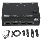 DP HD Multimedia KVM Switch 2 in 2 Out Tukee 4K 60 Hz USB Dual Monitor KVM-kytkin kahdelle tietokoneelle Jaa Näppäimistö Hiiri Monitori