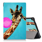 ZhuoFan Case for All-New Fire HD 10 Tablet [7th / 9th Generation, 2017/2019 Release] 10.1 Inch, Leather Folio Stand Smart Lightweight Shockproof Cover for Kindle Fire HD 10 2019 and 2017,Giraffe Pink