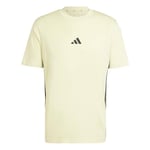 adidas Men's Essential Three Stripes Single Jersey TEE, Powder Yellow/Black, XXL