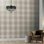 Country Tartan Check Hessian Fabric Effect - Cream 294903 - Arthouse Wallpaper