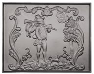 Plaque de cheminée retour de chasse grise H. 46,5 cm X L. 58,5 cm, Dommartin