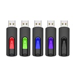 Vansuny 64GB USB Stick USB 3.0 Flash Drive 5Pack Memory Sticks Slide Retractable Thumb Drive (5 Mixed Color, 64GB)