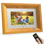 KODAK Cadre Photo Numérique 7 Pouces HD IPS Écran Smart Cadre Photo Électronique Connecté avec 4Go de Mémoire, Support USB, Carte SD, Télécommande, Calendrier, Partage d'images, Bois