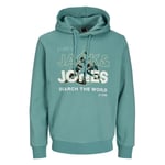 Sweat à capuche avec manches longues et col croisé Jack & Jones + coton mélangé vert