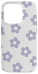 iPhone 14 Pro Pastel Lilac and white Daisy Pattern Cute Aesthetic Retro Case