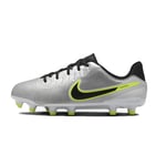 Nike Unisex Kids Legend 10 Academy Fg/Mg Football Shoe, Metallic Silver Black Volt, 2.5 UK