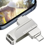 Cle Usb 256 Go Pour Iphone,Cle Usb 3 En 1 Sauvegarde En Un Clic De Photos Et Videos,Memoire Stockage Externe Compatible Avec Iphone/Ipad/Android/Pc¿