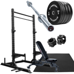 GYMPAKET - GYMSTICK (Bänk: FID Bench Pro, Golv: Med golv 9M2, Powerrack: Alpha Cage, Skivstång: 20kg Training Bar)