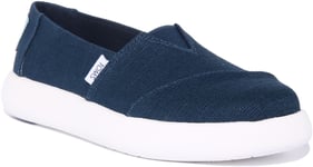 Toms Alpargata Mallow Platform Sole Espadrill Trainers Navy Womens Size 3 - 8