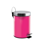 MSV Poubelle à cosmétiques Acier Inoxydable Pink avec Récipient intérieur Amovible Salle de Bains Poubelle à pédale Boîte à ordures, Ronde, 3 litres