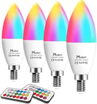 Mobri E14 Candle LED Light Bulbs, 5W Colour Changing with Remote Control, 40W Eq