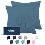 Dreamzie Taie Oreiller 65x65 Lot de 2 en Microfibre Certifiée Oeko-Tex - Housse de Coussin 65x65 Douce Et Brossée, Toucher Peau de Pêche - Bleu Clair