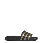 adidas Mixte Adilette Aqua Slides, Core Black / Gold Metallic / Core Black, 43 1/3