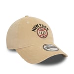 NEW ERA NEW YORK CORD BASEBALL CAP.9TWENTY BEIGE STRAPBACK CORDUROY HAT W24