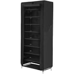 Armoire étagères à chaussures 10 couches avec housse 27 paires de chaussures Rangement Pratique en toile avec zip 58 x 28 x 160cm Noir RXJ10H