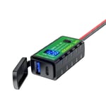 12V 24V Motorcykel QC3.0 PD Typ C Laddare SAE till USB -adapter med voltmätare & PÅ/AV-brytare för Smart Phone Tablet GPS - Perfet