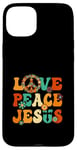 Coque pour iPhone 15 Plus Costume hippie sexy Love Peace Jesus Christian Fun années 60 et 70