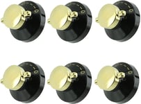 6 x STOVES GOLD Black Oven Knob Gas Cooker Hob Grill Flame Control Switch Knobs