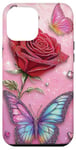 Coque pour iPhone 15 Plus Rose et papillon mignon sur fond rose