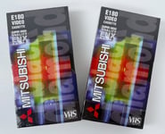 2x Mitsubishi E180 Super High Quality ENX Grade VHS Tapes ~ NEW & SEALED