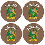 Round Coaster Collins English Family Surname Round Cork Backed Coasters Set of 4