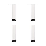 HLSP T Forme Pieds de Meubles réglables Pieds de lit, 4pcs projets de Bricolage à la Maison en métal, Support de Jambes de Pied de canapé-lit Rond en métal Blanc Noir avec vis