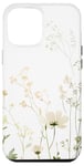 Coque pour iPhone 14 Pro Max Vert olive Boho botanique fleurs sauvages plantes fleur