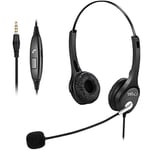 3.5mm Mobile Phone Headset with Microphone for PC Laptop Tablet, Computer Headphone for iPhone Samsung Skype Webinar Business Office Call Center, Clearer Voice, Ultra Comfort